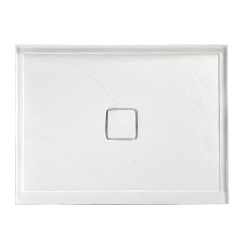 60 In. L X 36 In. W Rectangle Alcove White Acrylic Bathroom Shower Pan Base With Center Hand Drain
