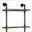 TV Stand Side Pier, Rustic Oak &amp; Black | 3-Tier Shelves + 2-Door Storage | Wood+Metal