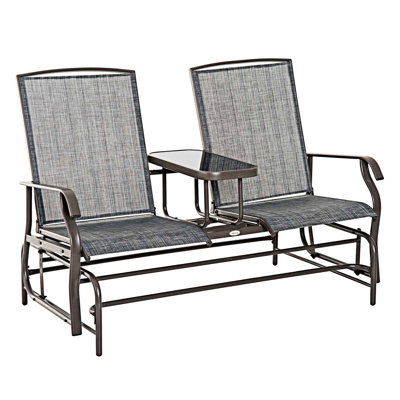 Outdoor Glider Bench With Center Table