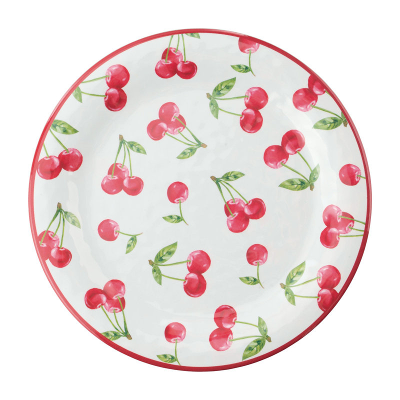 Cherry 18 Piece Melamine Dinnerware Set Plate and Bowl Set - Service for 6