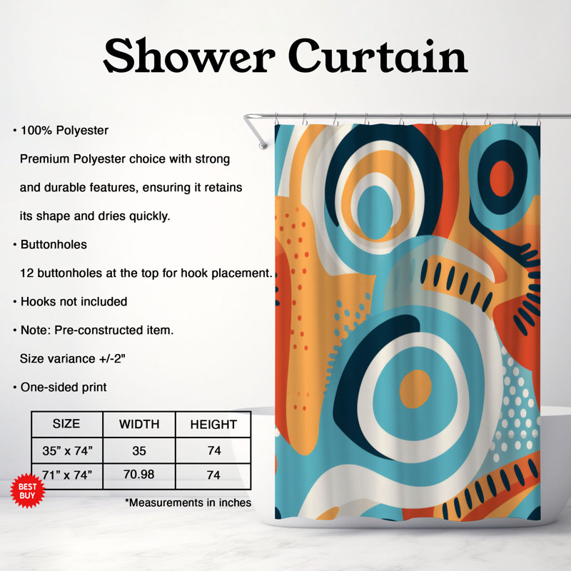 Rideau de douche Varied Abstract - Premium, H 74 po x l 71 po