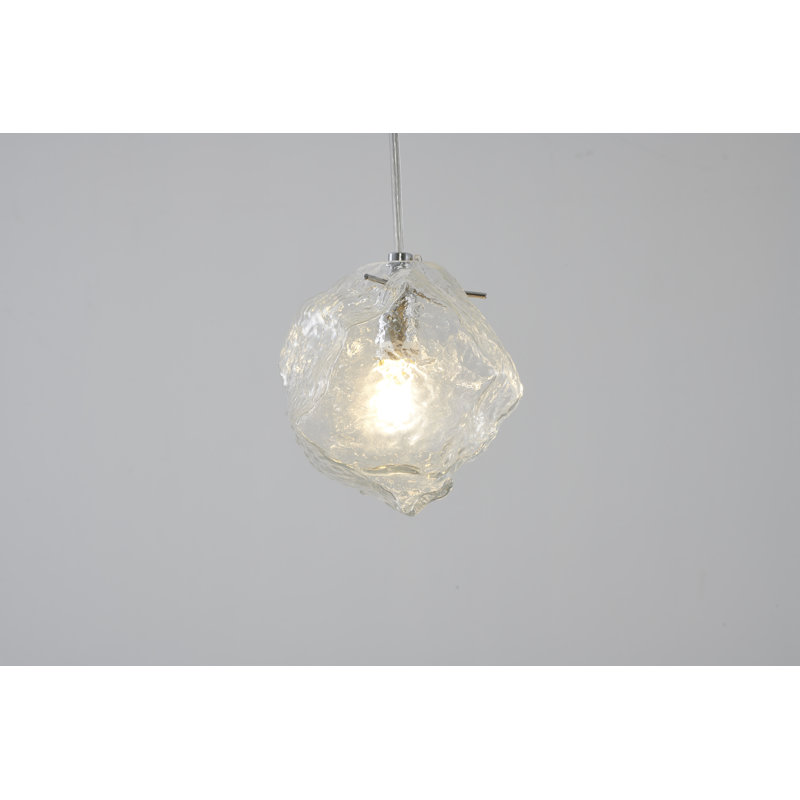 Luminaire suspendu en verre 1 lumière Transitional, Chrome