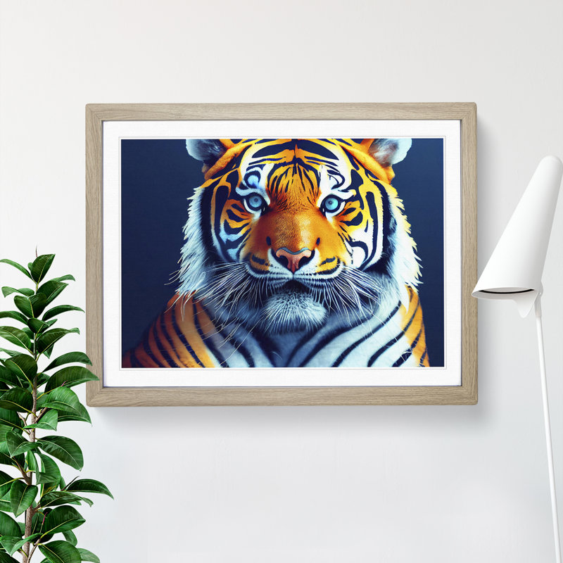 A Majestic Tiger - Framed Print, 25cm H x 34cm W x 2cm D, Oak Framed