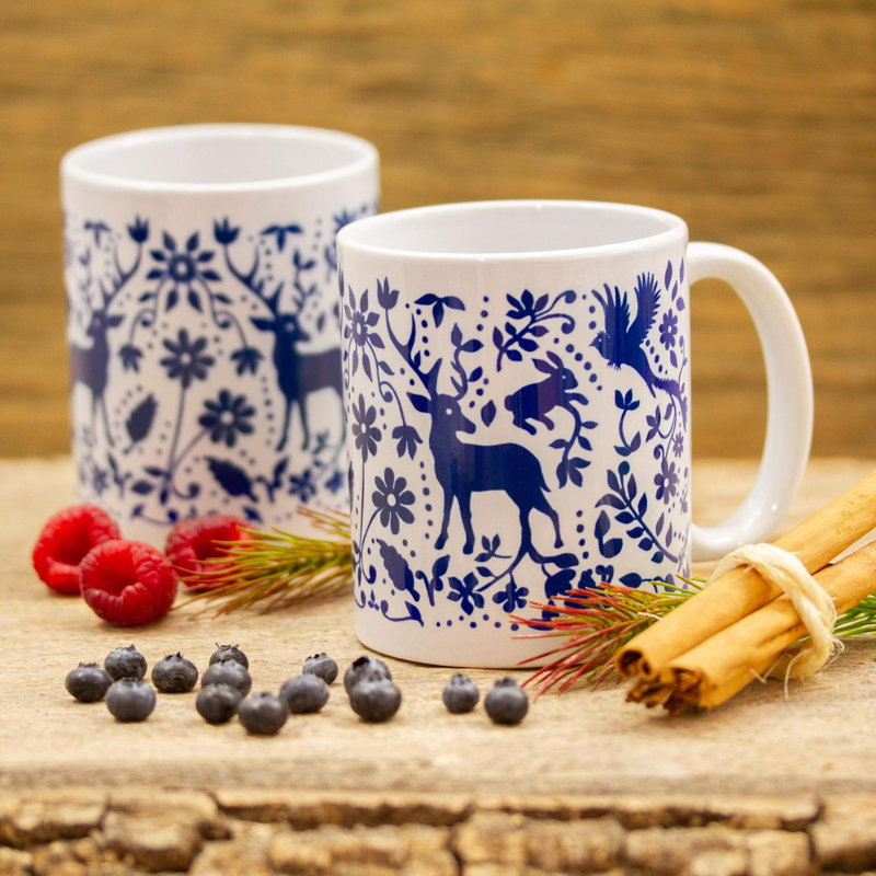 Tasse en céramique bleue Otomi