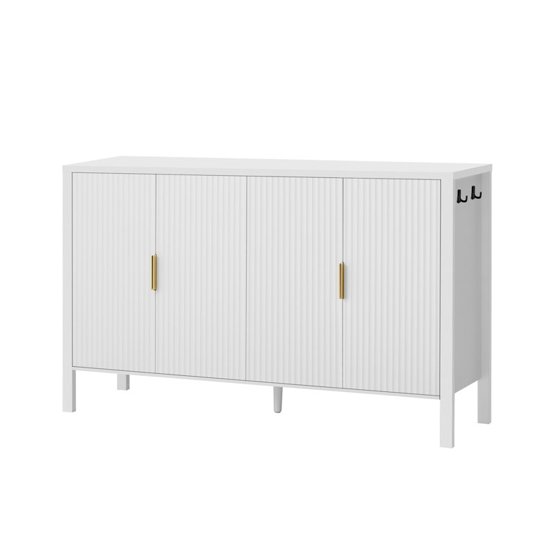 Armoire de rangement 57,5 po Modern Modern Stripe, Blanc