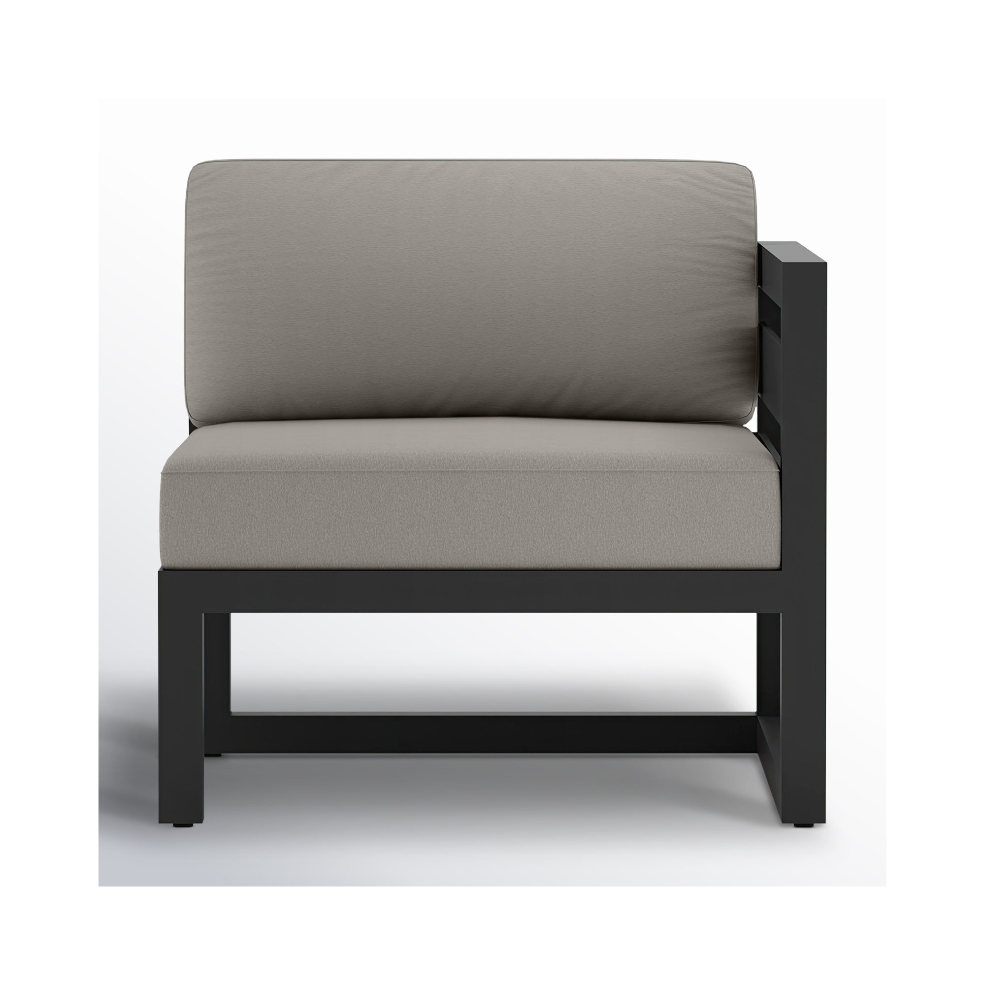 Smith Outdoor One Arm Lounge Chair with Sunbrella Cushions, Canvas Charcoal, Black