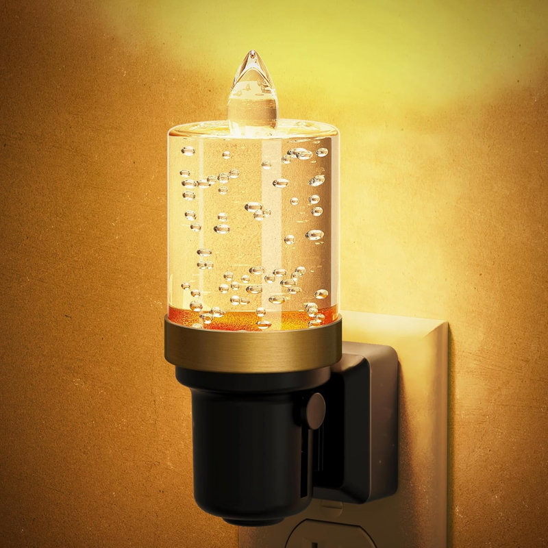 Veilleuse simple à bougie en acrylique avec lumière ambrée vers le haut et base