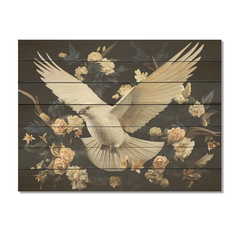 Printemps colombe florale - Colombe sur bois, H 34 po x l 44 po