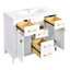 Meuble-lavabo blanc en céramique blanche, armoire en bois massif 36 po, 4 tiroirs et 2 portes, meuble-lavabo moderne et élégant avec lavabo et finition,-721317836