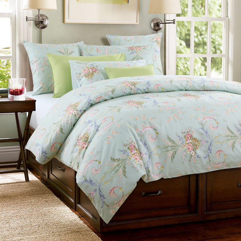 LISSTHER 100% Cotton Duvet Cover Set (3pcs) Luxury Fully Vintage Floral Shabby Elegance Bedding Set