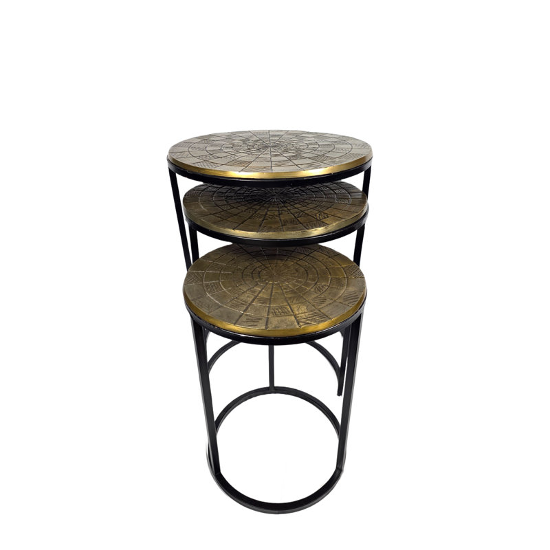 Ensemble de 3 tables gigognes en laiton Ziva, Laiton