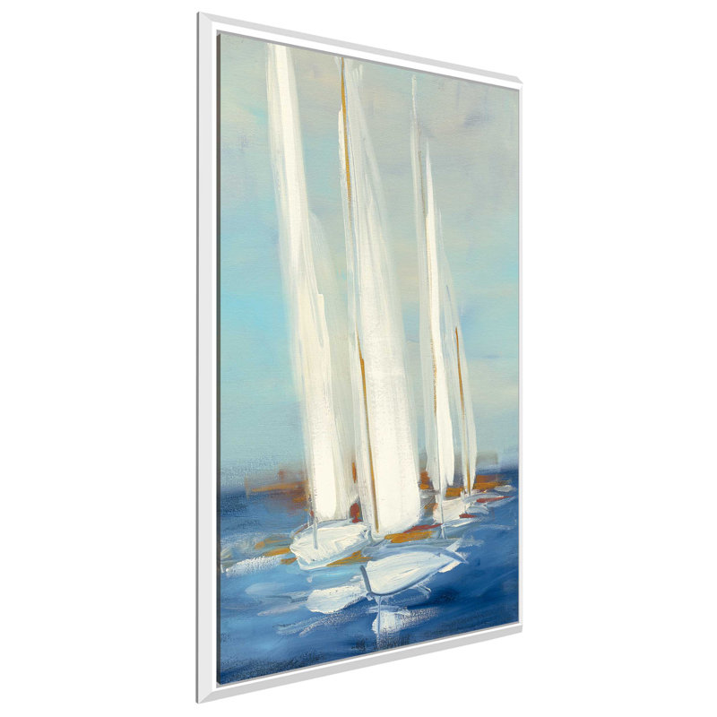«Summer Regatta II» par Julia Purinton - reproduction, H 43,5 po x l 27,5 po x P 2 po, Cadre flottant blanc