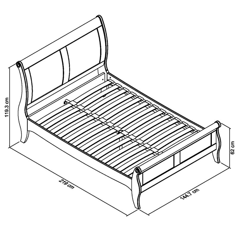 Aaden Solid Wood Bed, Double (4'6)