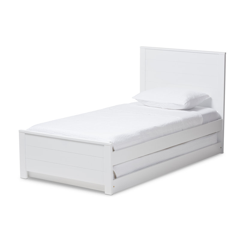 Lit plateforme simple avec lit gigogne Louisville, Blanc