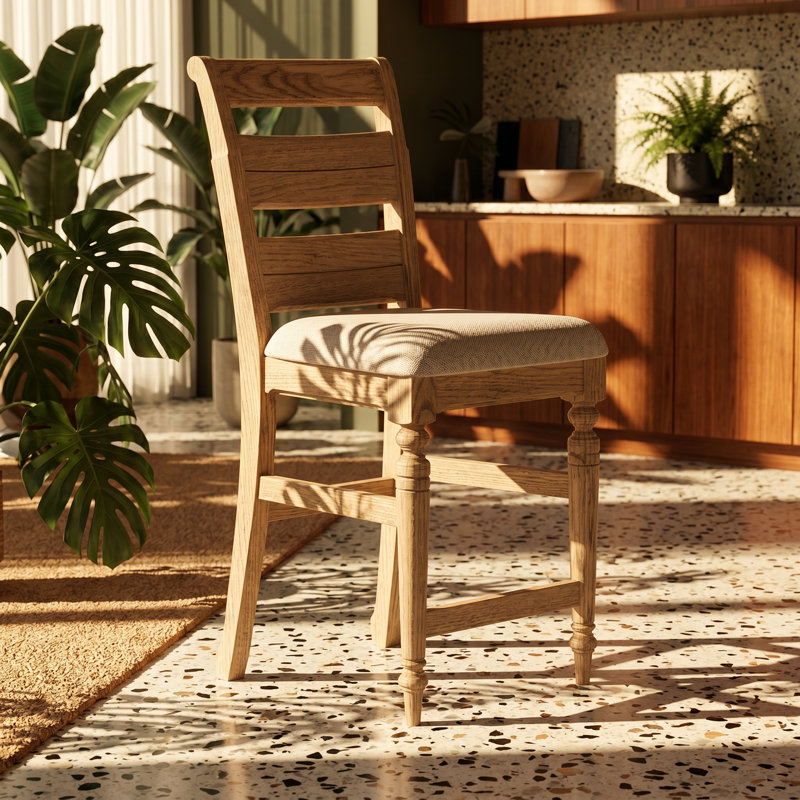 Tabouret de comptoir en bois massif l 19,5 po x P 24 po x H 42,25 po Caramel
