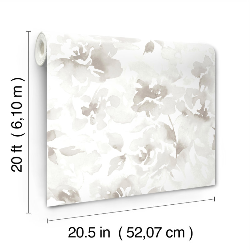 Papier peint floral Renewed, Beige