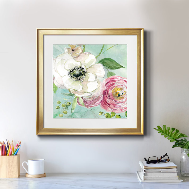 Asbury Garden Bloom III - Cadre photo, reproduction d'art sur papier, H 26,5 po x l 26,5 po x P 1,5 po, Papier encadré doré