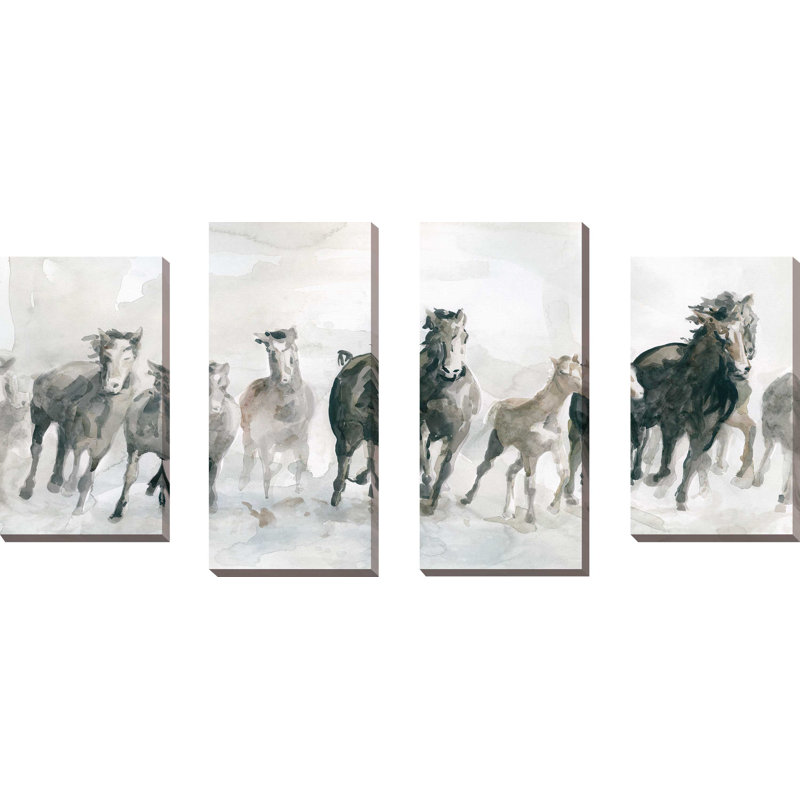 " Running Wild " 4 - Pieces, 38" H x 72" W x 1.5" D