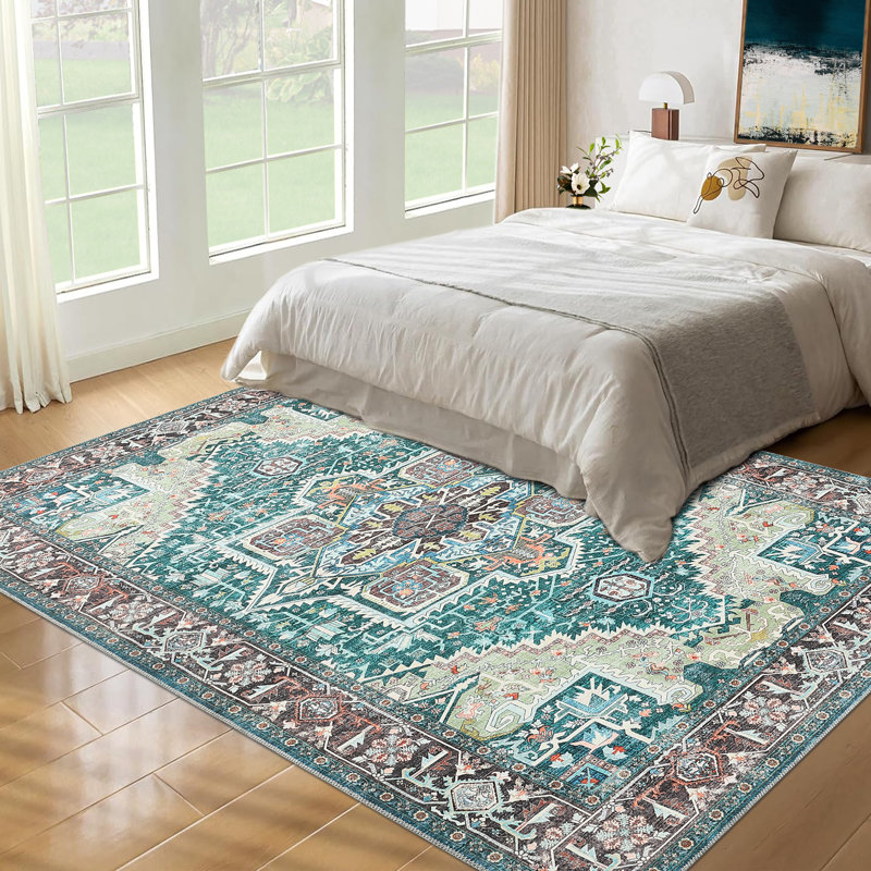 Persian Style Anti-Slip Area Rug for Living Room Bedroom and Home Decor Washable Rugs Vintage Rug for Dining Room