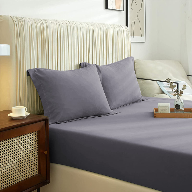 Super Soft Extra Deep Microfiber Brushed Fitted Sheet, Kingsize (5'), Grey