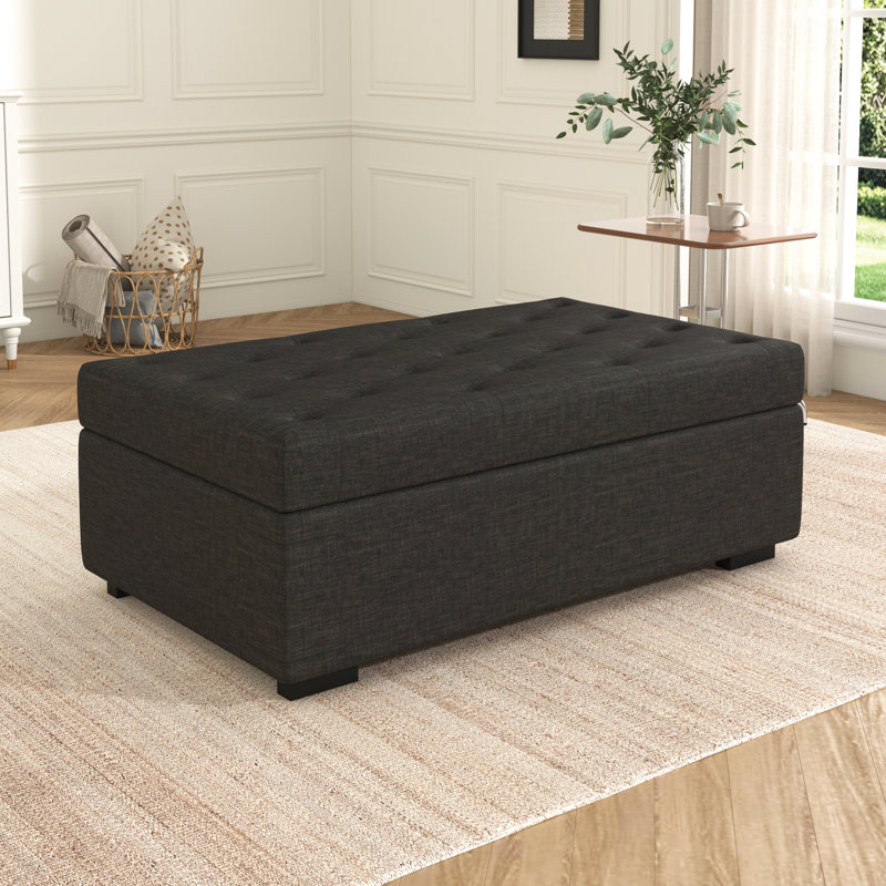 Lit escamotable pliant - 49,6 po, gris foncé, surface de couchage confortable, revêtement, espace pour les petites pièces, lit convertible, lin