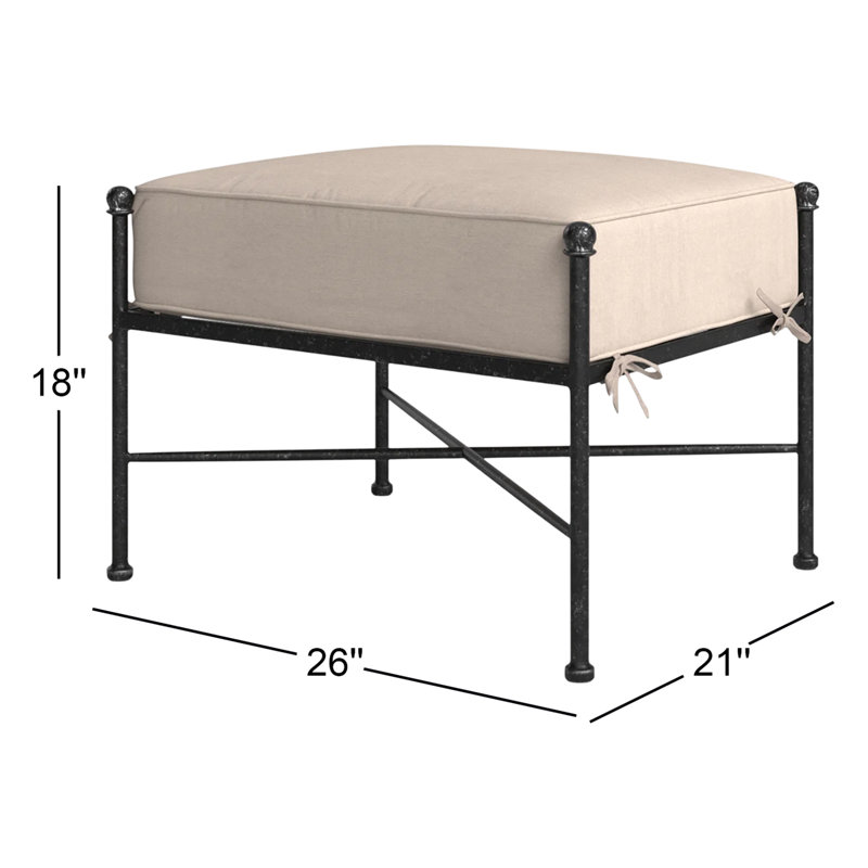 Repose-pieds d'extérieur avec coussin Lucier, Toile lin