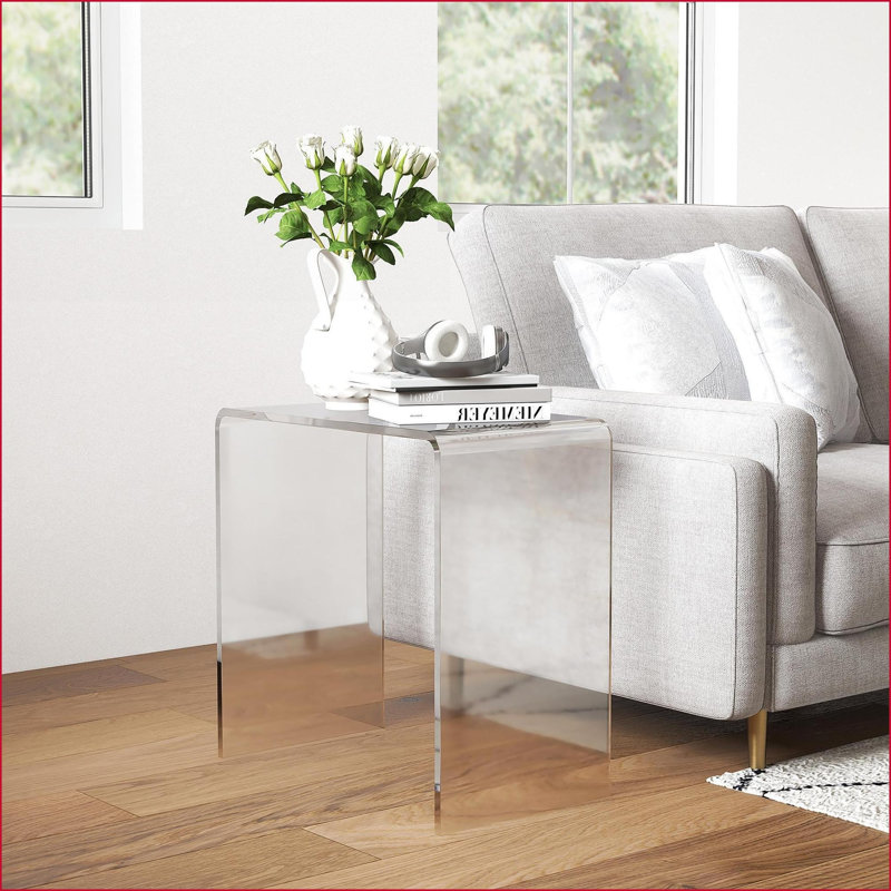 Table basse rectangulaire en acrylique 21 mm de long 21 po d'épaisseur à cascade épaisse