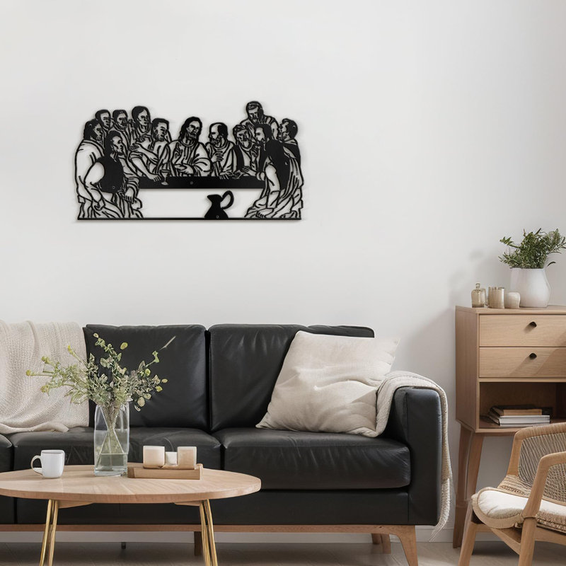 Décoration murale en métal, Noir, H 24 po x l 36 po x P 0,05 po