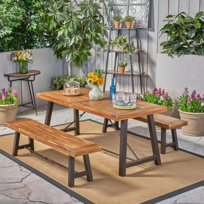 Ensemble de salle à manger extérieur en bois 3 pièces