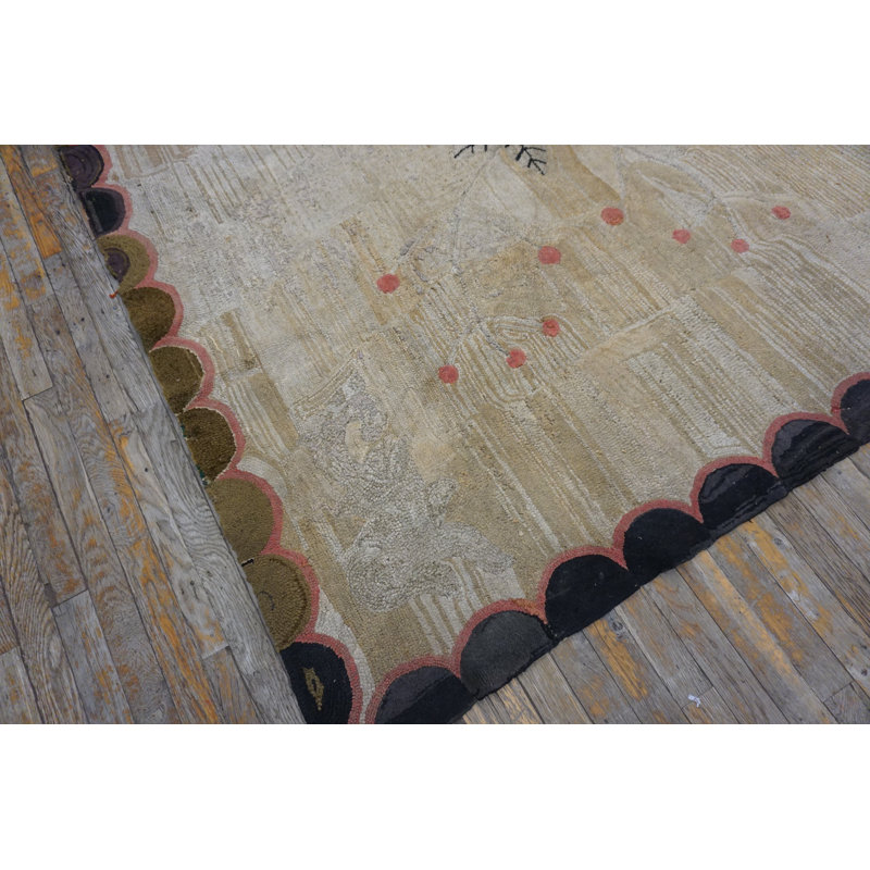 Antique American Hooked Usa Floral Medallion - Loop Pile Rug