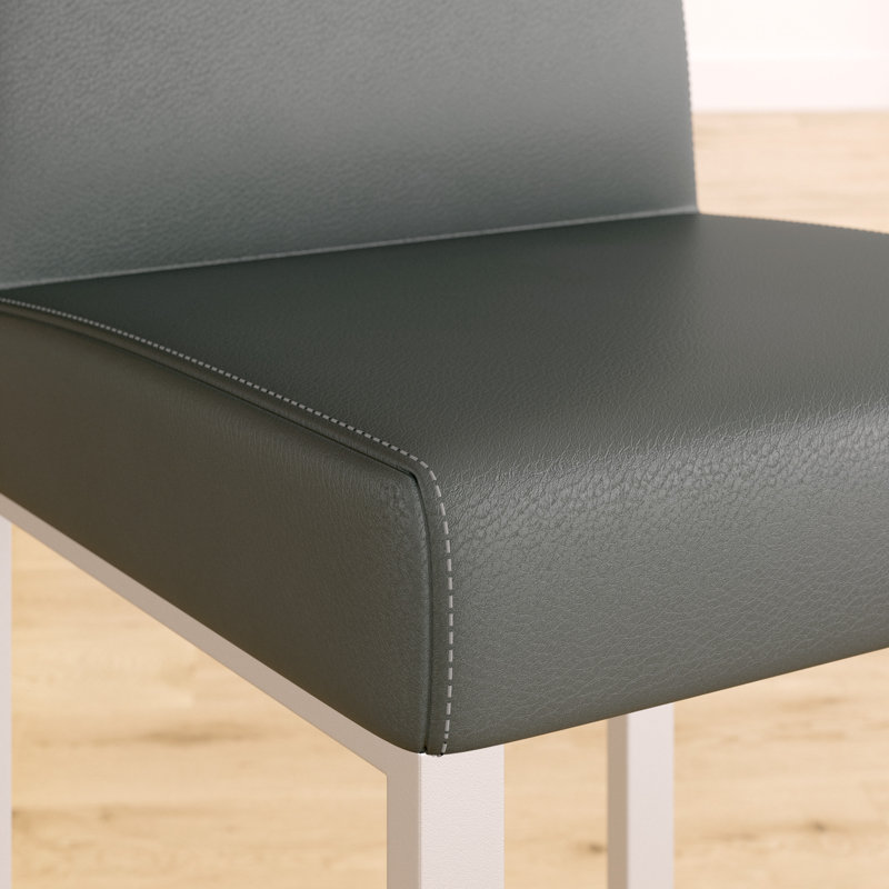 Orville Upholstered Counter Stool with Metal Frame, Gray, Counter Stool (27" Seat Height), Silver