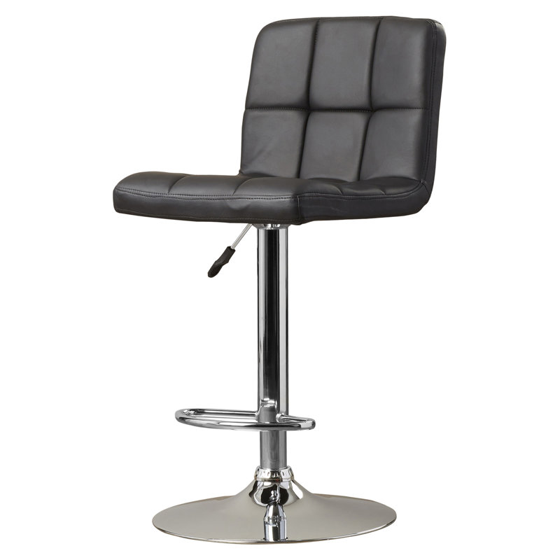 Aishvi Swivel Upholstered Adjustable Height Counter Stool with Metal Frame, Black