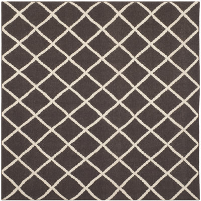 Mccall Hand Woven Flat Weave Wool/Cotton Geometric Rug in Brown/Ivory