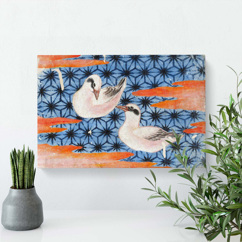 Two Seagulls by Katsushika Hokusai - Wrapped Canvas Painting, 50cm H x 76cm W x 3cm D