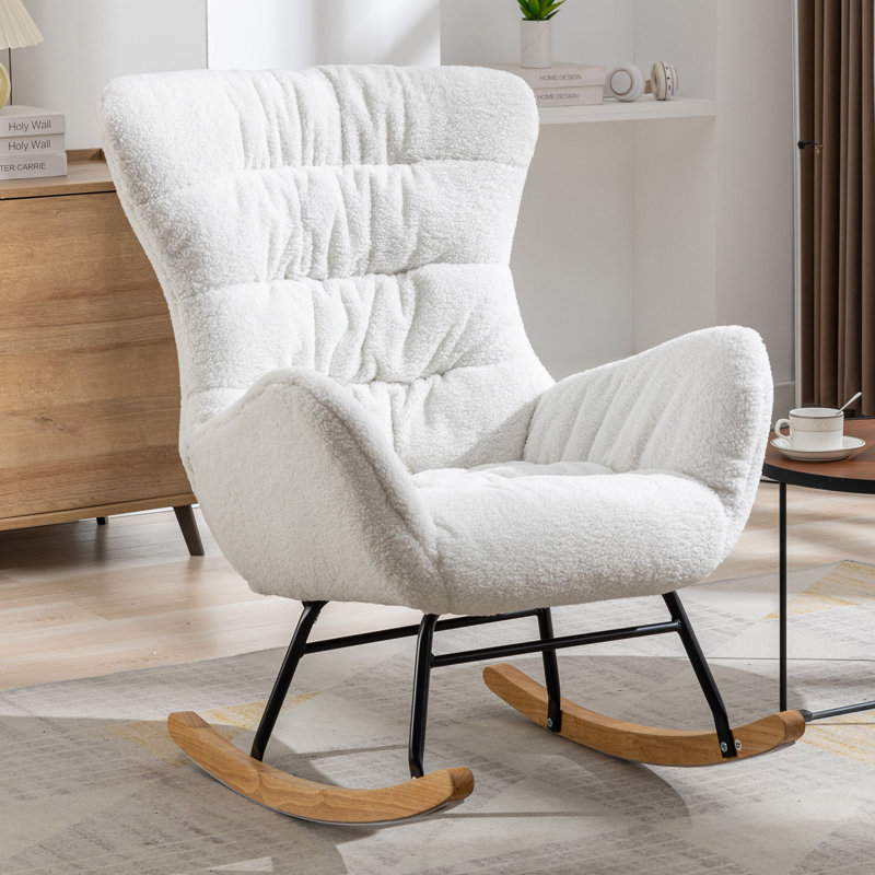 Chaise berçante rembourrée Lamond, Ivoire
