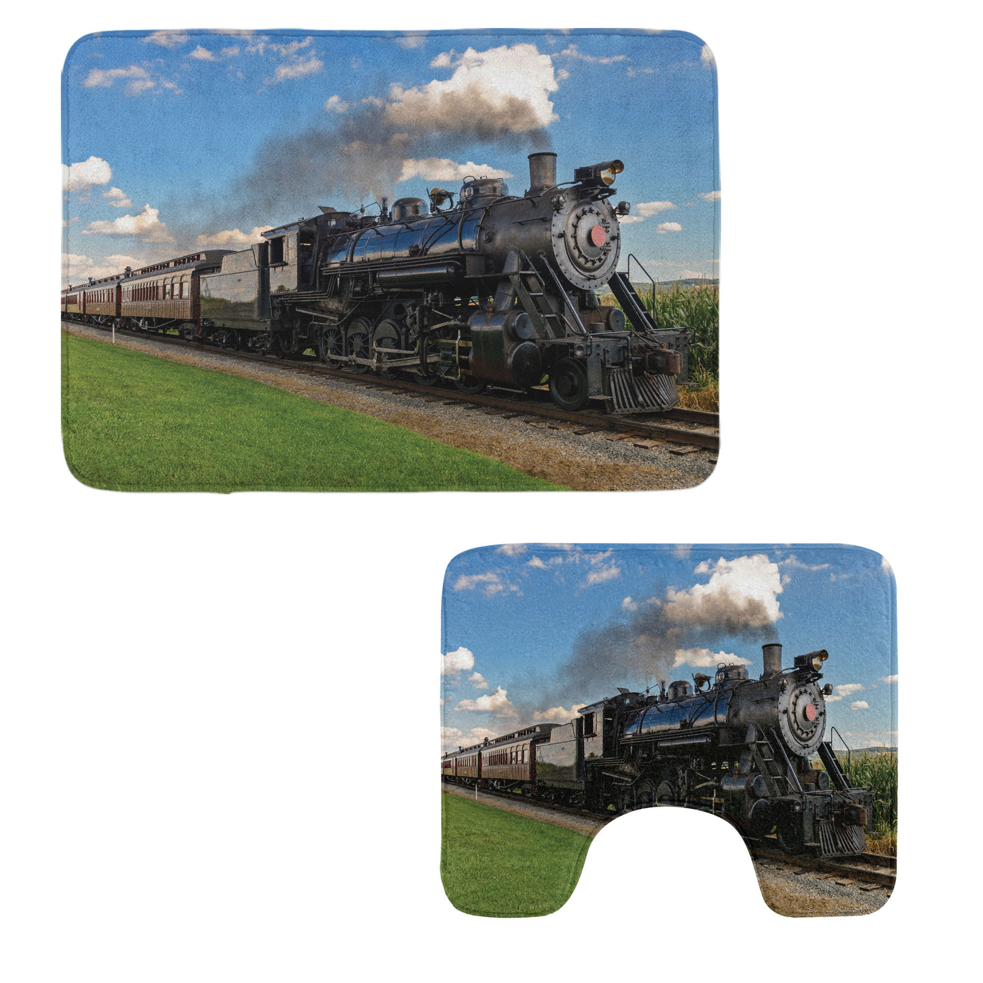 East Urban Home Steam Engine Bathroom Rug Set 2 Pieces Rectangle ...