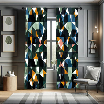  Geometric Curtains, Retro Pattern Modern Art