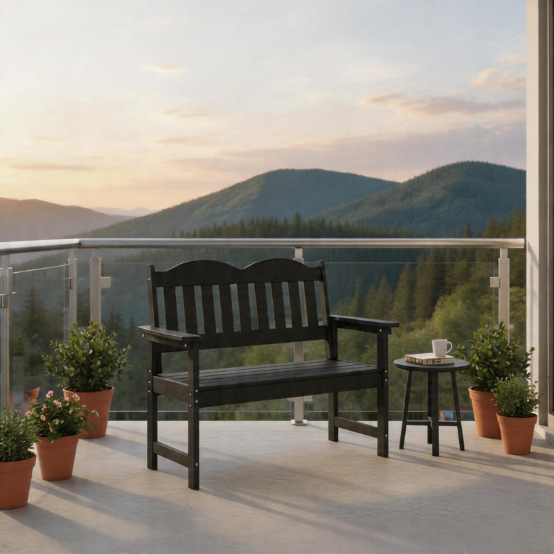 Banc de jardin extérieur pour 2 personnes, Noir