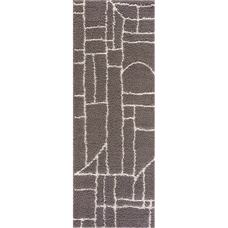 Kaern Abstract Gray Area Rug, Runner 2'7" x 7'3"