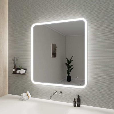 36 Round LED Front and Backlit Wall Mirror in Silver