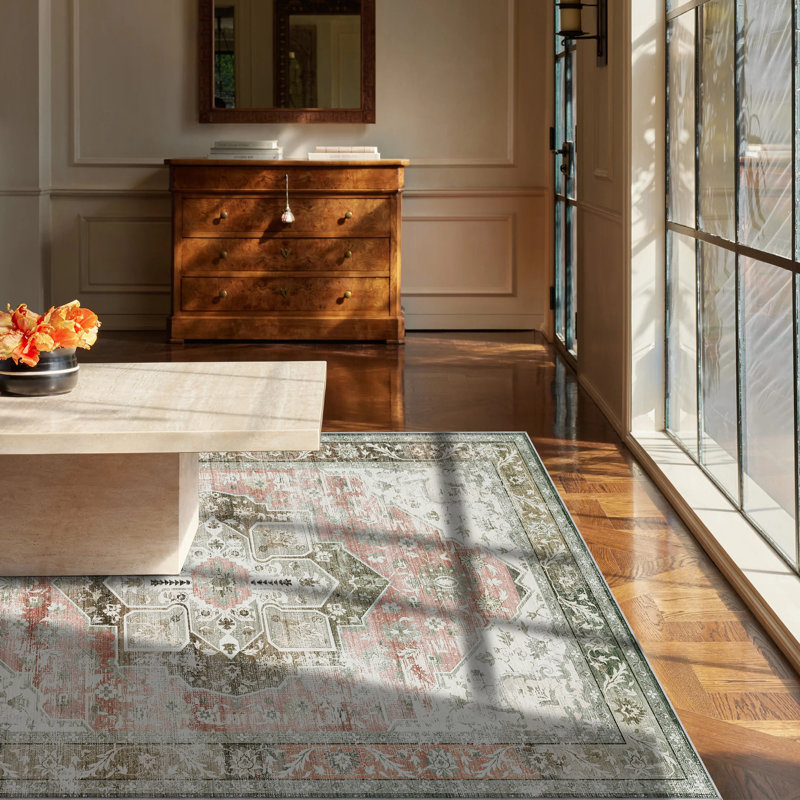Oriental Floral ,Machine-Washable, Non-Slip Rugs,Available In A Variety Of Patterns., Rectangle 8' x 10'