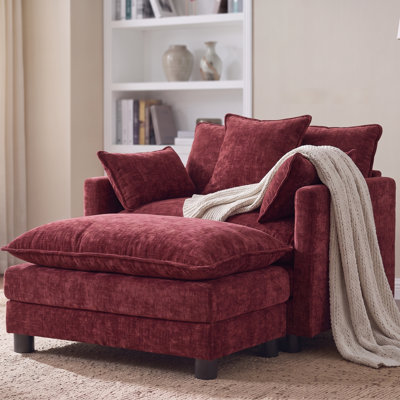 Fauteuil d'appoint rembourré en chenille de 39,4 po avec repose-pieds et fauteuil de lecture de style moderne 39,4 po