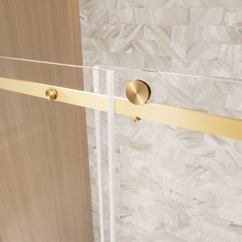 Frameless Single Sliding Shower Door With Clear Tempered Glass, Explosion Proof Film, And Stainless Steel Handle For Modern Bathrooms, Shower Door
