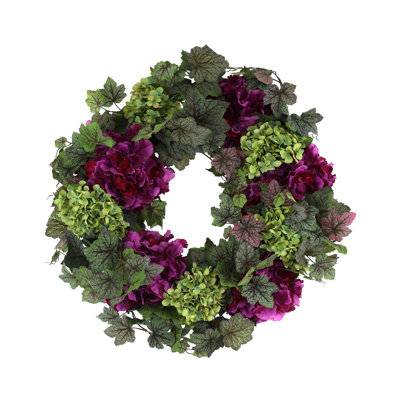 Handcrafted Faux Begonia Polysilk 26'' Wreath