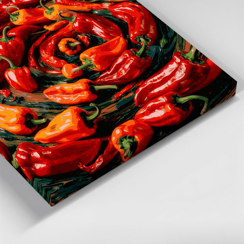 Art mural sur toile, légumes et piment cayenne brun, H 8 po x l 10 po