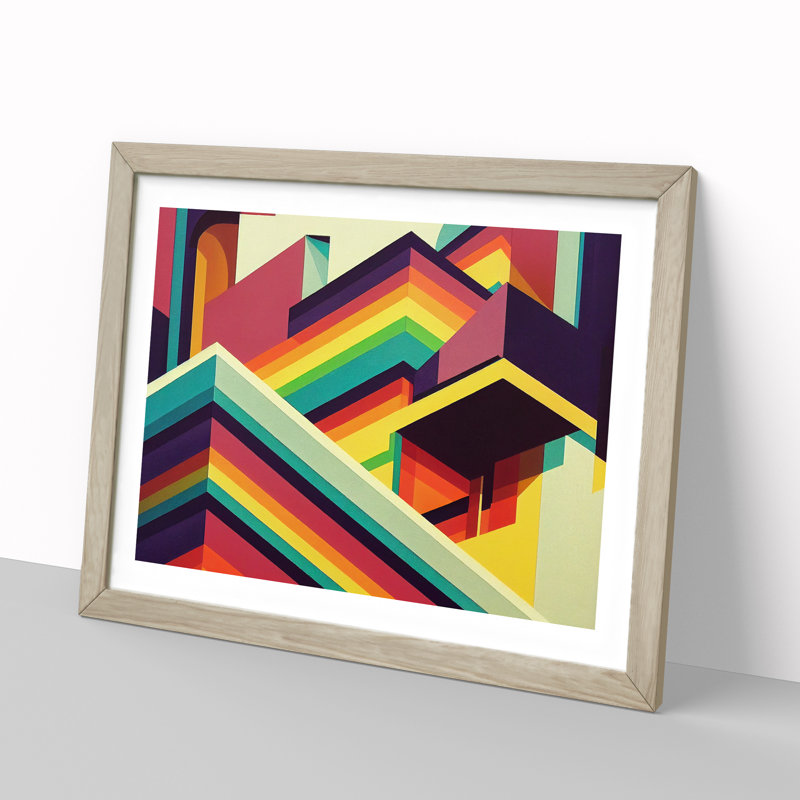 Extraordinary Modern Abstract - Single Picture Frame Painting, 34cm H x 46cm W x 2cm D, Oak