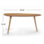 Table basse Mid-Century moderne ovale au fini naturel avec pieds en bois d'hévéa