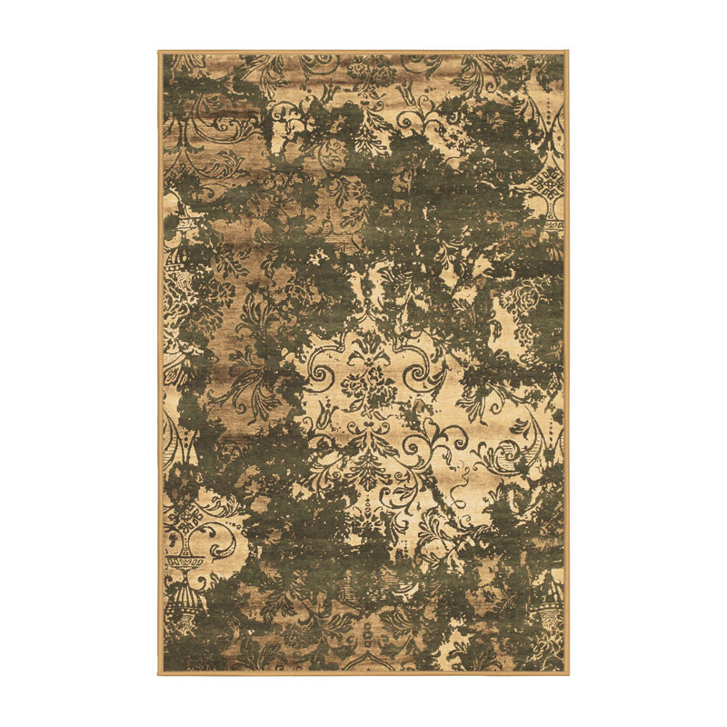 Tapis brun / gris / beige en laine et polyester tissé à la machine 7 pi x 9 pi Darith