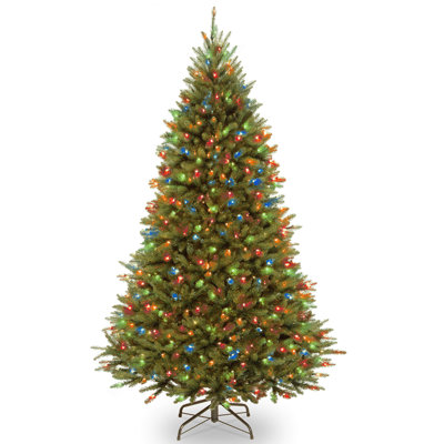 Kingswood 7.5’ Green Fir Artificial Christmas Tree with 450 Colored and White Lights with Stand