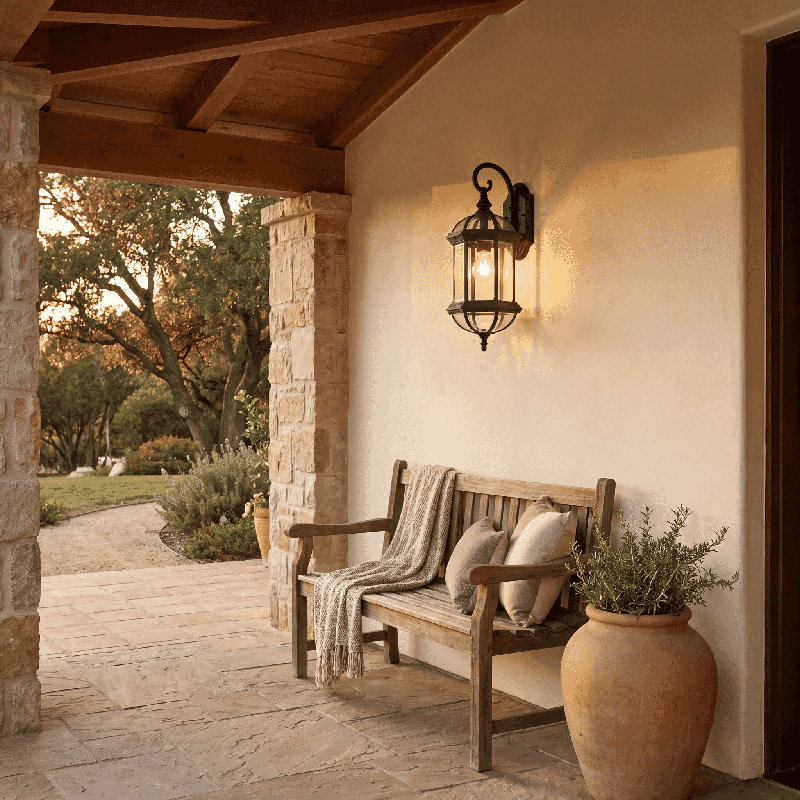 Affric 1-Light Textured Black Outdoor Wall Lantern, 20" H x 8.25" W x 8.25" D, Textured Black